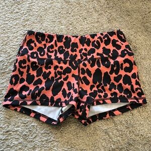 Fleo Orange and Black Animal Print Shorts